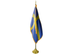 Sweden Indoor Presentation Flagpole Set - 11' Gold Pole