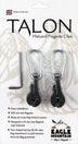 Talon Halyard Flagpole Clips in black, shown on their retail backing card with an included hex wrench. The packaging features the Talon and Eagle Mountain brands.