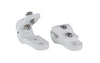 Two white talon mounting brackets with silver metal screws, shown on a plain white background.