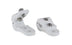 Two white talon mounting brackets with silver metal screws, shown on a plain white background.