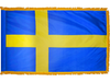 Sweden Indoor Presentation Flagpole Set - Oak Pole